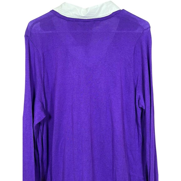 Lauren Ralph‎ Lauren 1X Plus Sweater Tunic Purple V-Neck Knit Top Shirt Hem NWT - Picture 9 of 11